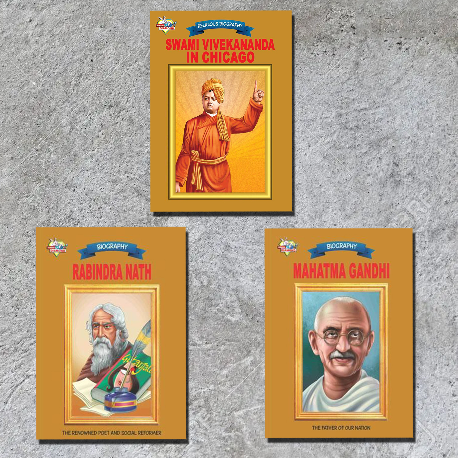 Biographies of Great Personalities | Set of 3 Books | Swami Vivekananda in Chicago + Rabindranath Tagore + Mahatma Gandhi-0