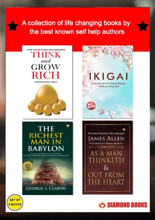 Most Popular Books For Self Help : Ikigai + The Richest Man In Babylon + As A Man Thinketh &Amp; Out From The Heart + Think And Grow Rich-0