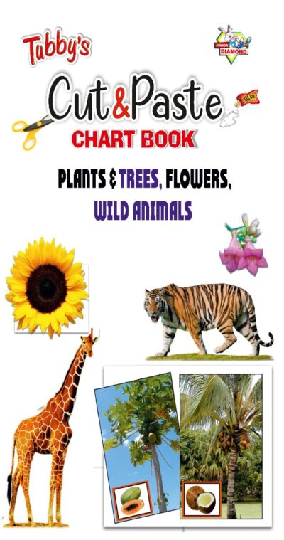 Cut and Paste Activity Book for Kids | Picture Book for Kids | Plants and Trees, Flowers, Wild Animals-0