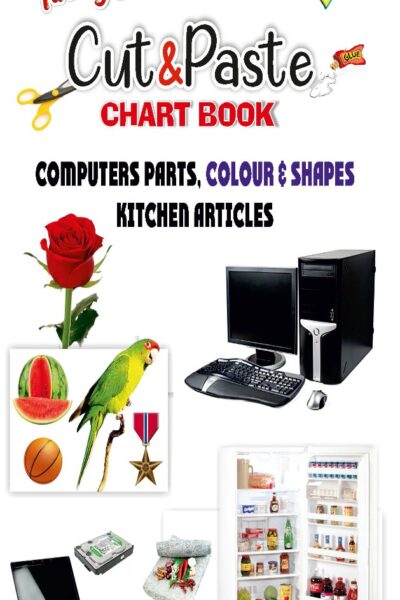 Cut and Paste Activity Book for Kids | Picture Book for Kids | Computers Parts, Colour & Shapes, Kitchen Articles-0