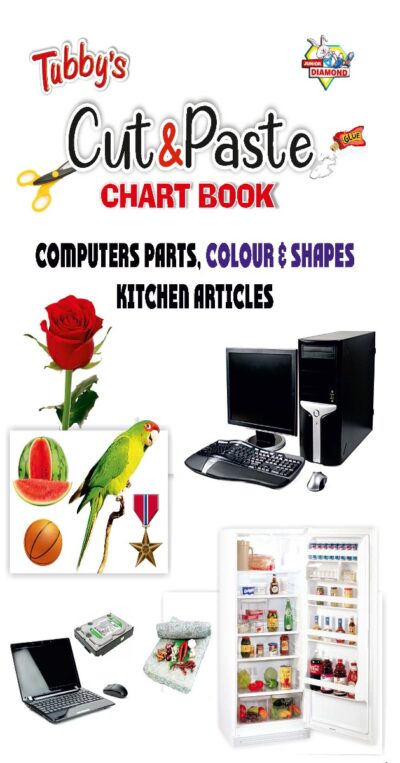 Cut and Paste Activity Book for Kids | Picture Book for Kids | Computers Parts, Colour & Shapes, Kitchen Articles-0