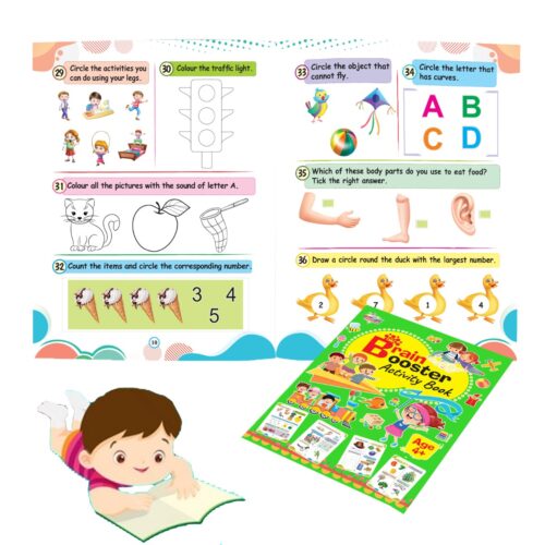 Brain Booster Activity Book - Age 4+ (Fun Learning Activity Book For Kids)-9739