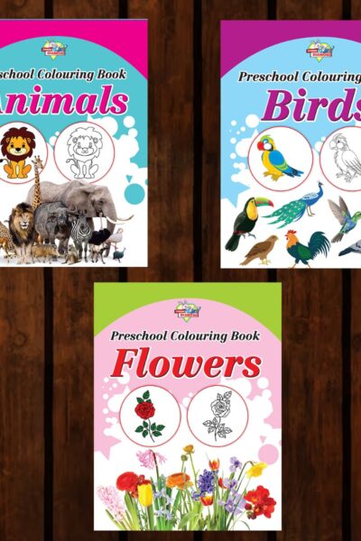 Preschool Colouring Books for Kids (Set of 3 Books) Copy Colouring Books | Animals | Birds | Flowers-0