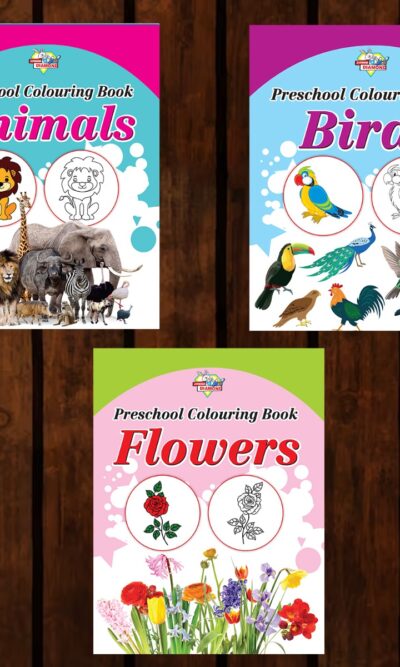 Preschool Colouring Books for Kids (Set of 3 Books) Copy Colouring Books | Animals | Birds | Flowers-0