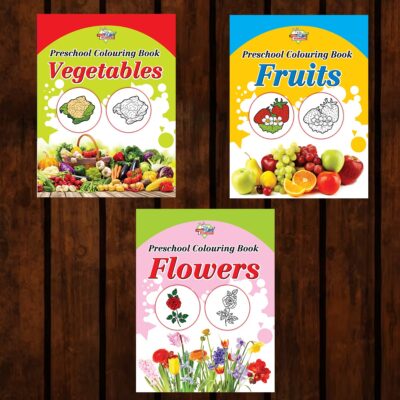 Preschool Colouring Books for Kids (Set of 3 Books) Copy Colouring Books | Vegetables | Fruits | Flowers-0