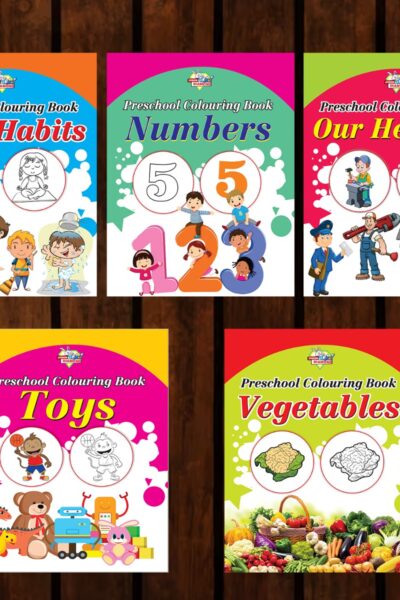 Preschool Colouring Books for Kids (Set of 5 Books) Copy Colouring Books | Good Habits | Numbers | Helpers | Toys | Vegetables-0