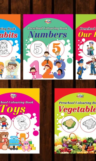 Preschool Colouring Books for Kids (Set of 5 Books) Copy Colouring Books | Good Habits | Numbers | Helpers | Toys | Vegetables-0