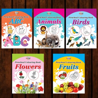 Preschool Colouring Books for Kids (Set of 5 Books) Copy Colouring Books | ABC | Animals | Birds | Flowers | Fruits -0