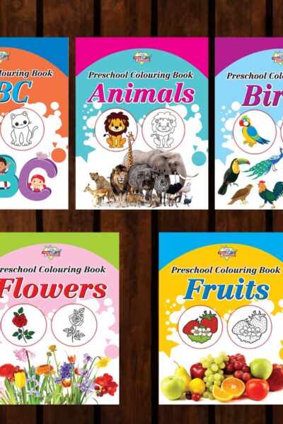 Preschool Colouring Books for Kids (Set of 5 Books) Copy Colouring Books | ABC | Animals | Birds | Flowers | Fruits -0