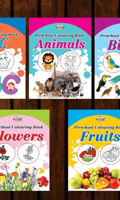 Preschool Colouring Books for Kids (Set of 5 Books) Copy Colouring Books | ABC | Animals | Birds | Flowers | Fruits -0