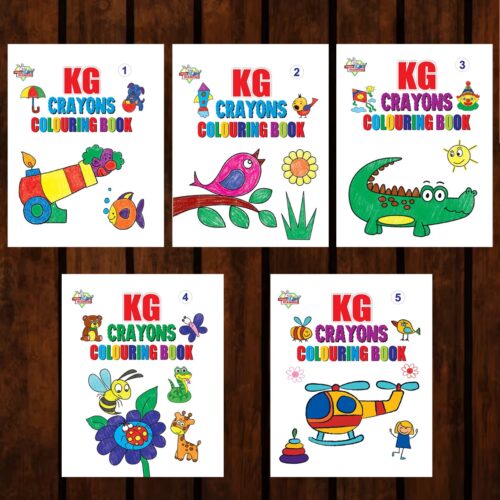 Kg Crayons Colouring Book For Kids (Set Of 5 Books) Gift To Children For Painting And Colouring | Copy Colour Book For Kids-0