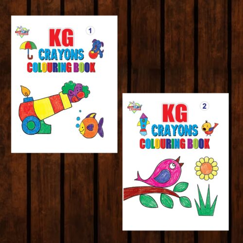 Kg Crayons Colouring Book For Kids (Set Of 2 Books) Gift To Children For Painting And Colouring | Copy Colour Book For Kids-0