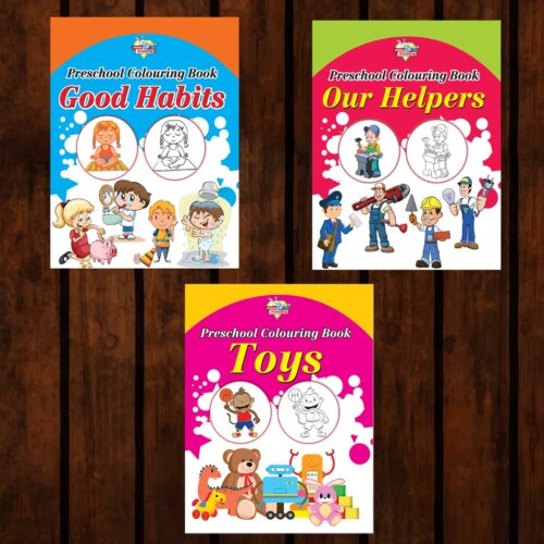 Preschool Colouring Books For Kids (Set Of 3 Books) Copy Colouring Books | Good Habits | Helpers | Toys-0