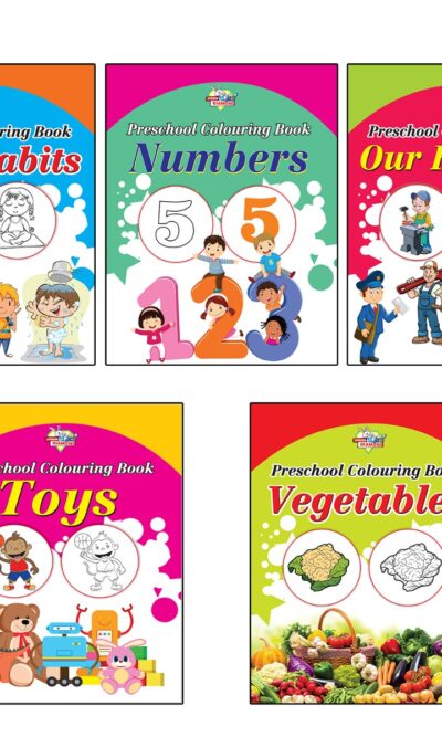 Preschool Colouring Books for Kids (Set of 10 Books) Copy Colouring Books | ABC | Animals | Birds | Flowers | Fruits | Good Habits | Numbers | Helpers | Toys | Vegetables-9425