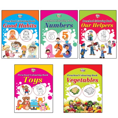 Preschool Colouring Books For Kids (Set Of 10 Books) Copy Colouring Books | Abc | Animals | Birds | Flowers | Fruits | Good Habits | Numbers | Helpers | Toys | Vegetables-9425