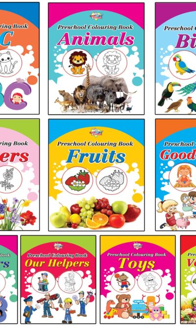 Preschool Colouring Books for Kids (Set of 10 Books) Copy Colouring Books | ABC | Animals | Birds | Flowers | Fruits | Good Habits | Numbers | Helpers | Toys | Vegetables-0