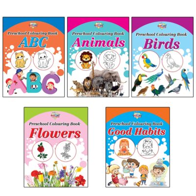 Preschool Colouring Books for Kids (Set of 5 Books) Copy Colouring Books | ABC | Animals | Birds | Flowers | Good Habits-0