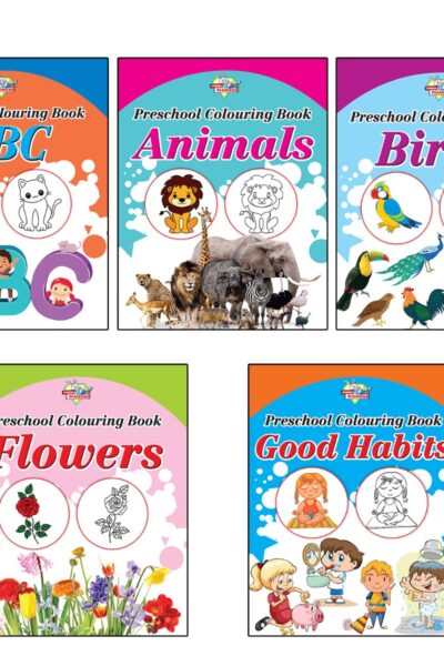 Preschool Colouring Books for Kids (Set of 5 Books) Copy Colouring Books | ABC | Animals | Birds | Flowers | Good Habits-0