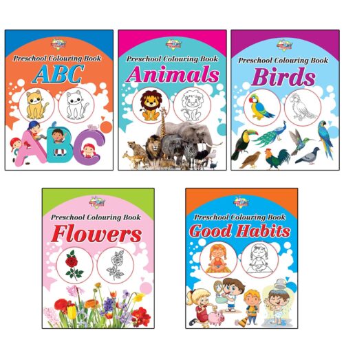 Preschool Colouring Books For Kids (Set Of 5 Books) Copy Colouring Books | Abc | Animals | Birds | Flowers | Good Habits-0