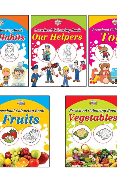 Preschool Colouring Books for Kids (Set of 5 Books) Copy Colouring Books | Good Habits | Helpers | Toys | Fruits | Vegetables-0