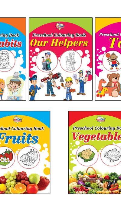 Preschool Colouring Books for Kids (Set of 5 Books) Copy Colouring Books | Good Habits | Helpers | Toys | Fruits | Vegetables-0