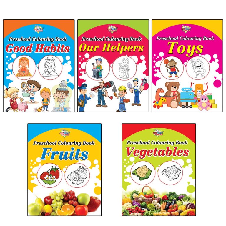 Preschool Colouring Books for Kids (Set of 5 Books) Copy Colouring Books | Good Habits | Helpers | Toys | Fruits | Vegetables-0