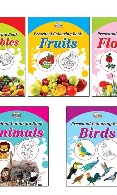 Preschool Colouring Books for Kids (Set of 5 Books) Copy Colouring Books | Vegetables | Fruits | Flowers | Animals | Birds-0