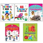 My First Book (Set of 5 Books) : Cartoon Colouring Book 3 | KG Crayons Colouring Book 2 | Animals | Helpers | My First Book of ABC-0