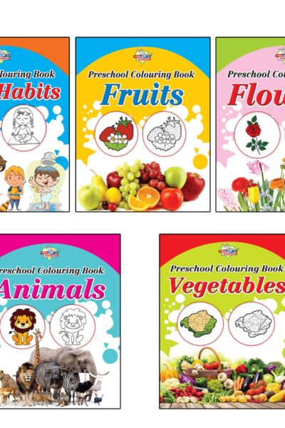 Preschool Colouring Books for Kids (Set of 5 Books) Copy Colouring Books | Good Habits | Fruits | Flowers | Animals | Vegetables-0