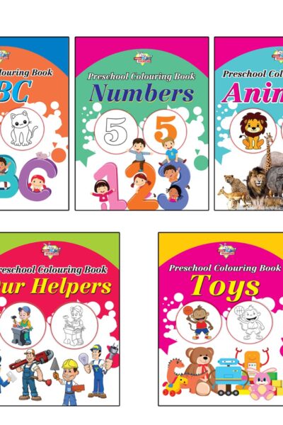 Preschool Colouring Books for Kids (Set of 5 Books) Copy Colouring Books | ABC | Numbers | Animals | Helpers | Toys-0