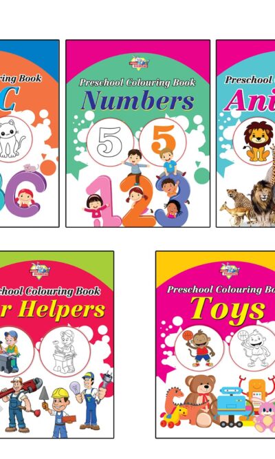 Preschool Colouring Books for Kids (Set of 5 Books) Copy Colouring Books | ABC | Numbers | Animals | Helpers | Toys-0