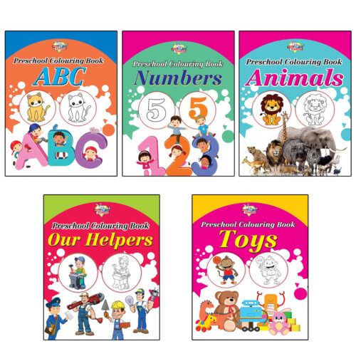 Preschool Colouring Books For Kids (Set Of 5 Books) Copy Colouring Books | Abc | Numbers | Animals | Helpers | Toys-0