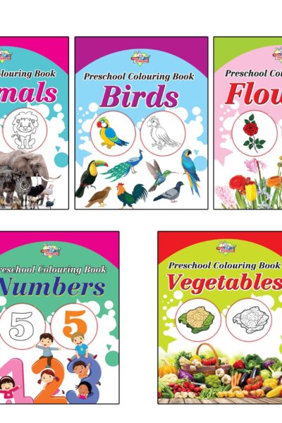 Preschool Colouring Books for Kids (Set of 5 Books) Copy Colouring Books | Animals | Birds | Flowers | Numbers | Vegetables-0