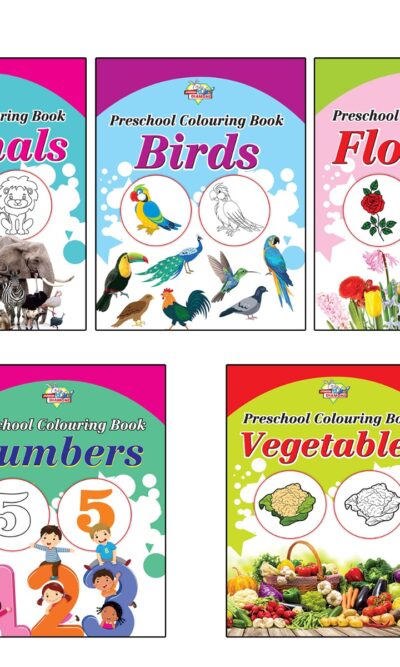 Preschool Colouring Books for Kids (Set of 5 Books) Copy Colouring Books | Animals | Birds | Flowers | Numbers | Vegetables-0