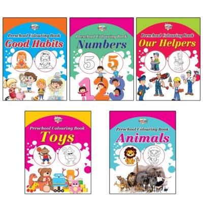 Preschool Colouring Books for Kids (Set of 5 Books) Copy Colouring Books | Good Habits | Numbers | Helpers | Toys | Animals-0