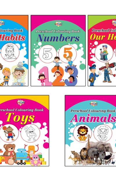 Preschool Colouring Books for Kids (Set of 5 Books) Copy Colouring Books | Good Habits | Numbers | Helpers | Toys | Animals-0