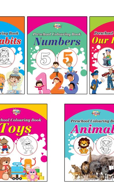 Preschool Colouring Books for Kids (Set of 5 Books) Copy Colouring Books | Good Habits | Numbers | Helpers | Toys | Animals-0