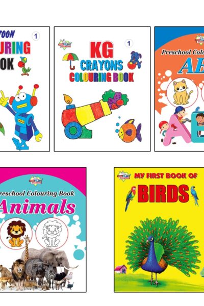 My First Book (Set of 5 Books) : Cartoon Colouring Book 1 | KG Crayons Colouring Book 1 | ABC | Animals |My First Book of Birds-0