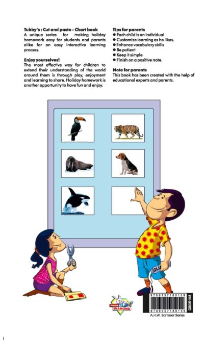 Cut and Paste Fun for Kids | Activity Book for Kids | Picture Book for Kids | Birds, Insects, Fish, Wild Animals, Domestic Animals, Sea Animals-10005