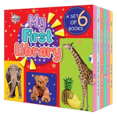 My First Library - Boxset Of 6 Early Learning Books For Kids - Alphabets, Animals, Birds, Words, Fruits, Vegetables, Colours, Shapes And All In One-0