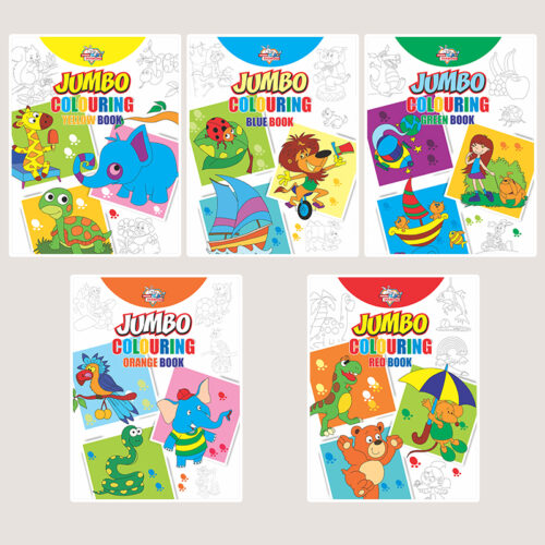 Jumbo Colouring Book For Kids : Orange|Red|Green|Yellow|Blue (Best Gift To Children For Painting And Colouring)-0