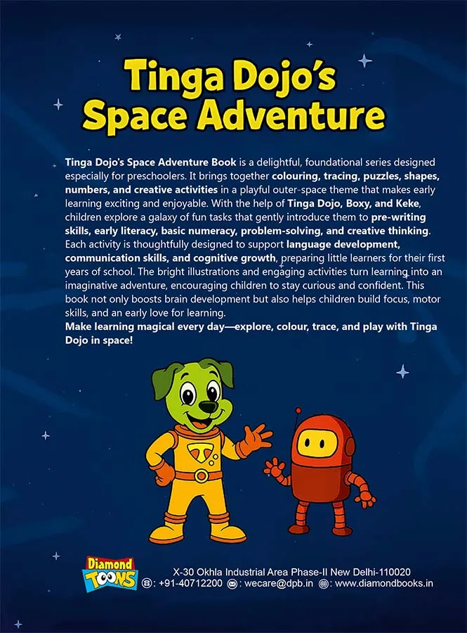 Tinga Dojo's Space Adventure : Fun Learning Activity Book for Kids with Tracing, Puzzles , Numbers & Colouring-0